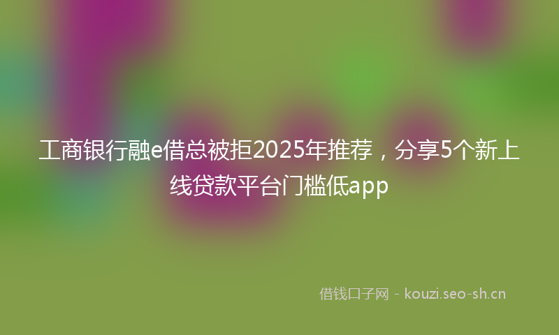 工商银行融e借总被拒2025年推荐，分享5个新上线贷款平台门槛低app