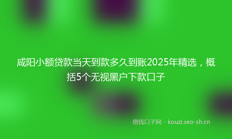 咸阳小额贷款当天到款多久到账2025年精选，概括5个无视黑户下款口子