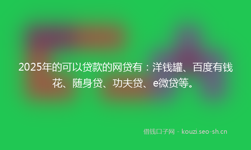 2025年的可以贷款的网贷有：洋钱罐、百度有钱花、随身贷、功夫贷、e微贷等。
