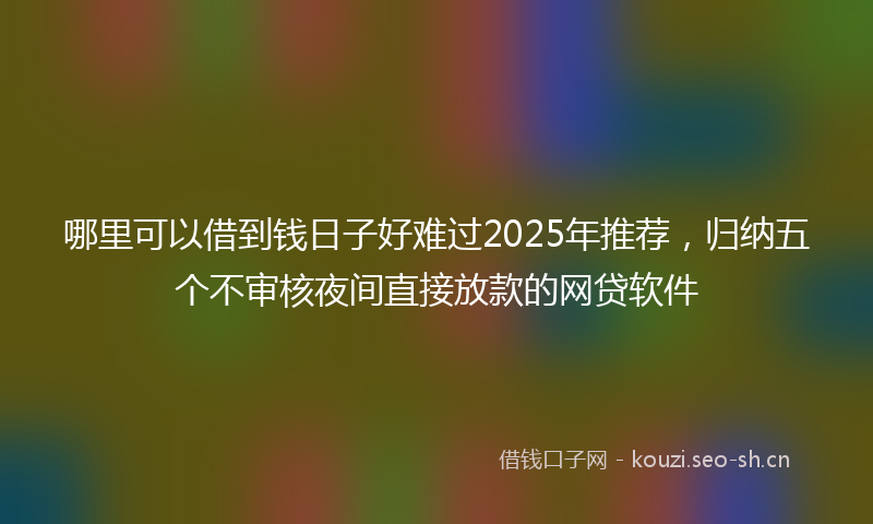 哪里可以借到钱日子好难过2025年推荐，归纳五个不审核夜间直接放款的网贷软件