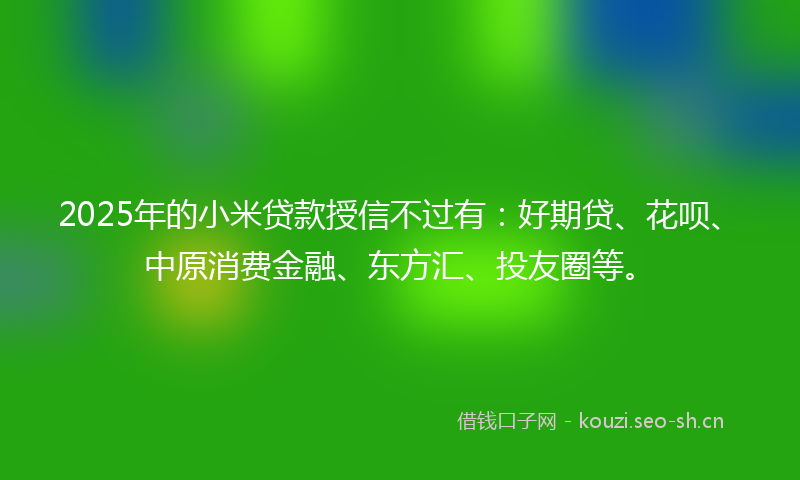 2025年的小米贷款授信不过有：好期贷、花呗、中原消费金融、东方汇、投友圈等。