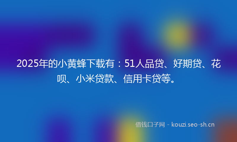 2025年的小黄蜂下载有：51人品贷、好期贷、花呗、小米贷款、信用卡贷等。