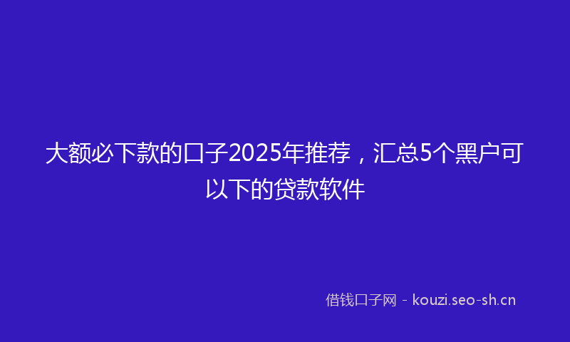 大额必下款的口子2025年推荐，汇总5个黑户可以下的贷款软件