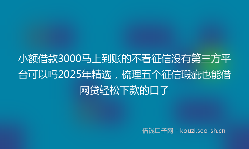 小额借款3000马上到账的不看征信没有第三方平台可以吗2025年精选，梳理五个征信瑕疵也能借网贷轻松下款的口子
