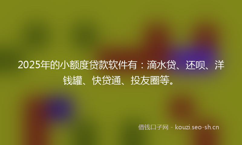 2025年的小额度贷款软件有:滴水贷、还呗、洋钱罐、快贷通、投友圈等。