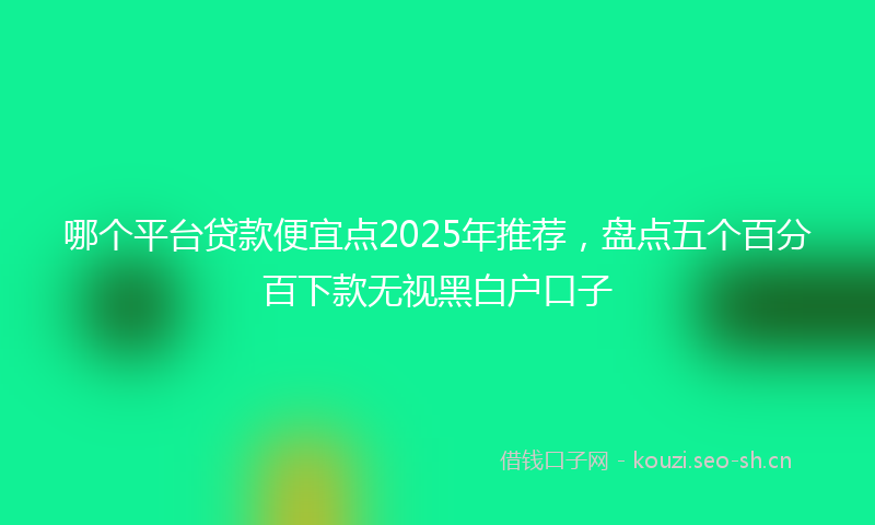 哪个平台贷款便宜点2025年推荐，盘点五个百分百下款无视黑白户口子