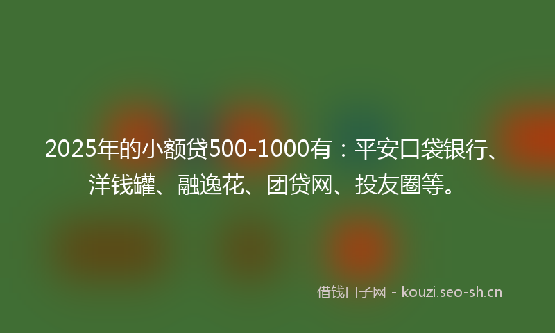 2025年的小额贷500-1000有:平安口袋银行、洋钱罐、融逸花、团贷网、投友圈等。