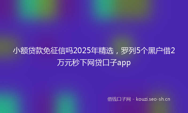 小额贷款免征信吗2025年精选,罗列5个黑户借2万元秒下网贷口子app