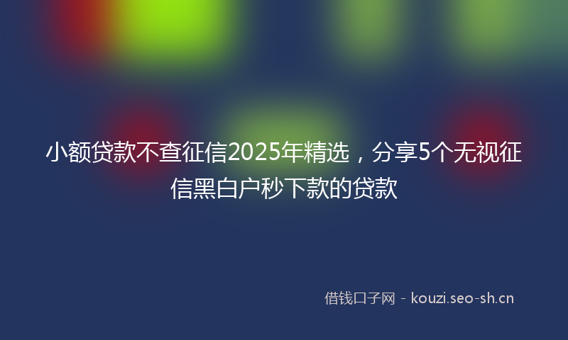 小额贷款不查征信2025年精选，分享5个无视征信黑白户秒下款的贷款