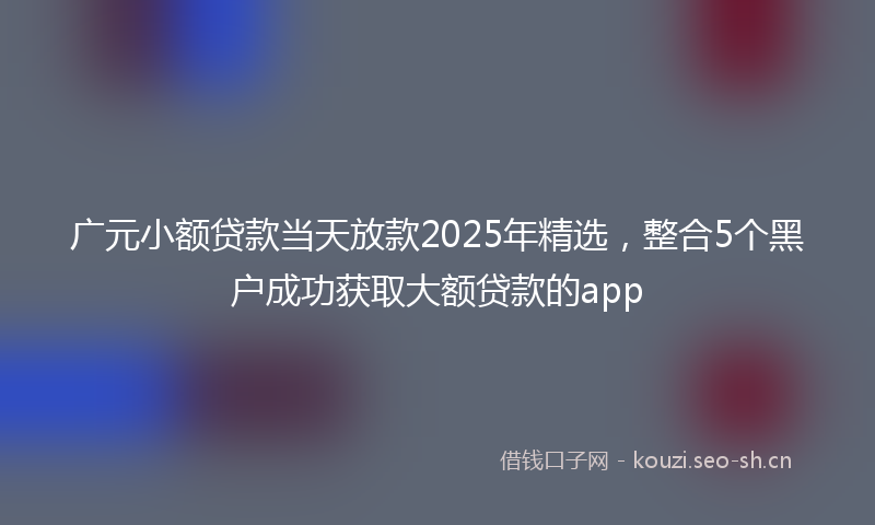 广元小额贷款当天放款2025年精选，整合5个黑户成功获取大额贷款的app