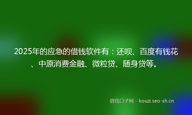 2025年的应急的借钱软件有：还呗、百度有钱花、中原消费金融、微粒贷、随身贷等。