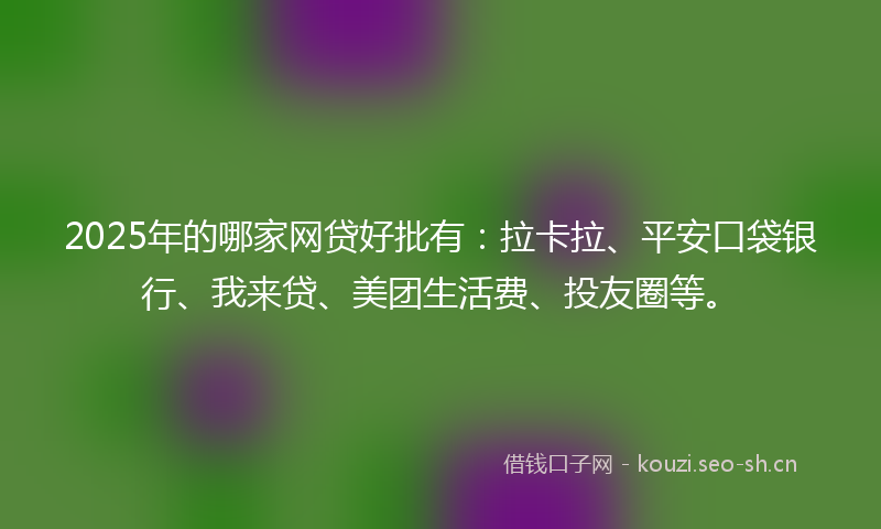 2025年的哪家网贷好批有：拉卡拉、平安口袋银行、我来贷、美团生活费、投友圈等。