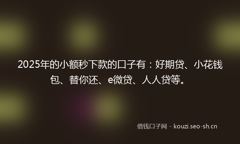 2025年的小额秒下款的口子有：好期贷、小花钱包、替你还、e微贷、人人贷等。
