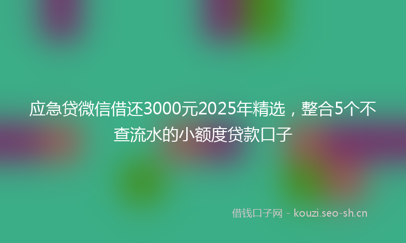应急贷微信借还3000元2025年精选，整合5个不查流水的小额度贷款口子