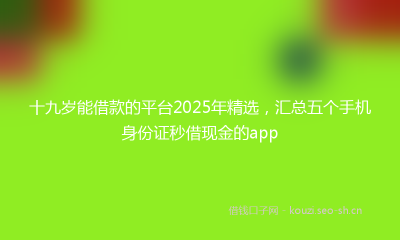 十九岁能借款的平台2025年精选,汇总五个手机身份证秒借现金的app