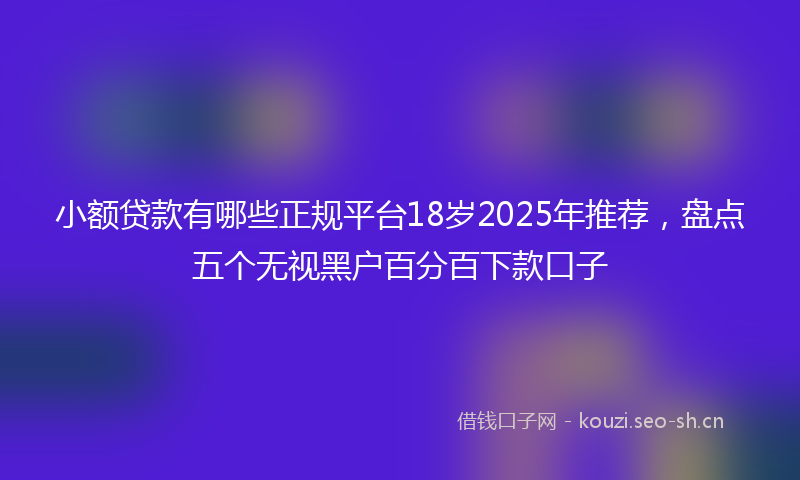小额贷款有哪些正规平台18岁2025年推荐，盘点五个无视黑户百分百下款口子