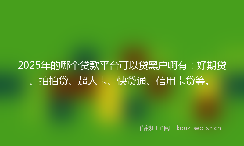 2025年的哪个贷款平台可以贷黑户啊有:好期贷、拍拍贷、超人卡、快贷通、信用卡贷等。