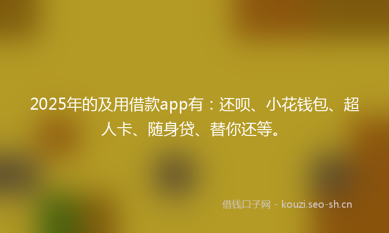 2025年的及用借款app有：还呗、小花钱包、超人卡、随身贷、替你还等。