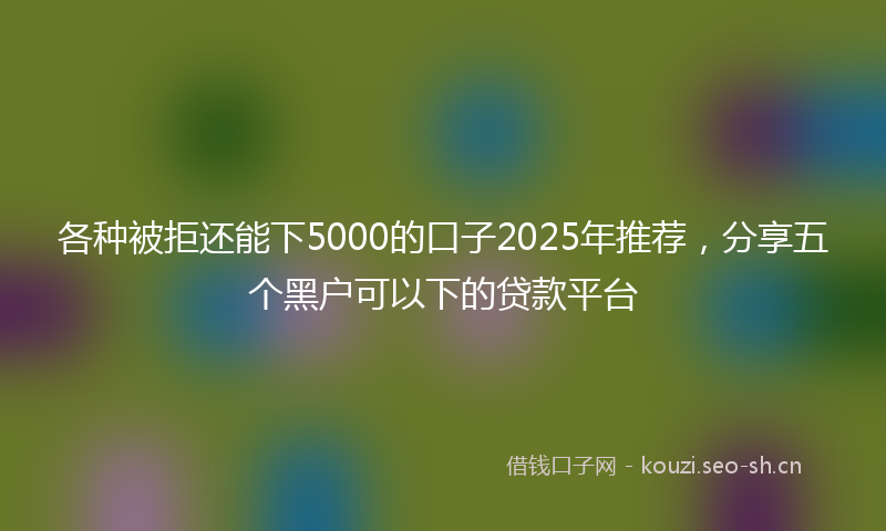 各种被拒还能下5000的口子2025年推荐，分享五个黑户可以下的贷款平台