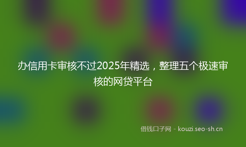 办信用卡审核不过2025年精选，整理五个极速审核的网贷平台