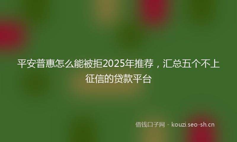 平安普惠怎么能被拒2025年推荐，汇总五个不上征信的贷款平台