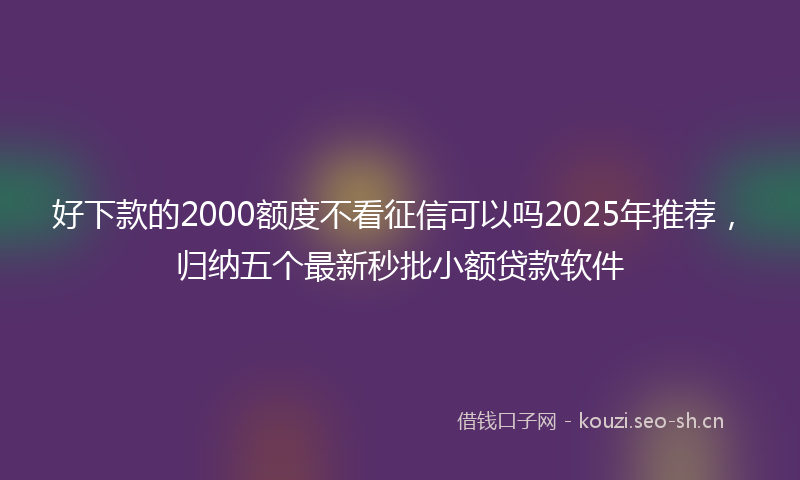 好下款的2000额度不看征信可以吗2025年推荐,归纳五个最新秒批小额贷款软件