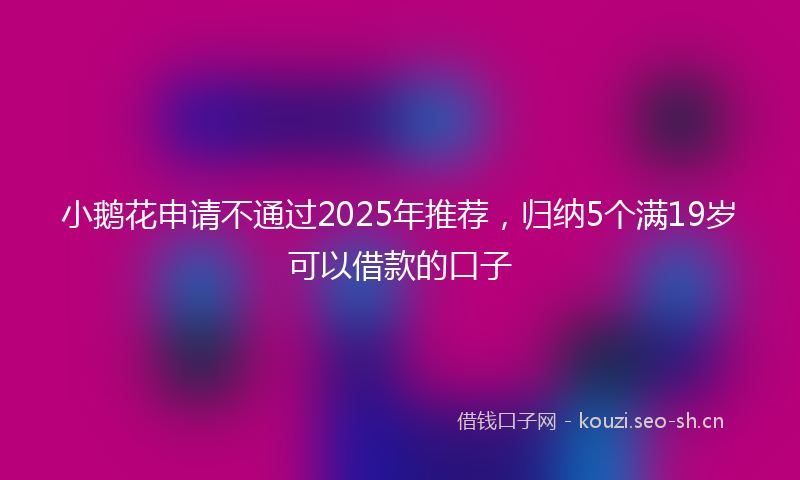 小鹅花申请不通过2025年推荐，归纳5个满19岁可以借款的口子