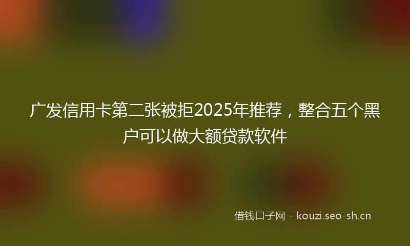 广发信用卡第二张被拒2025年推荐，整合五个黑户可以做大额贷款软件