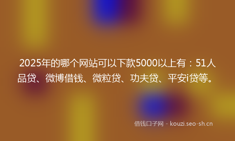 2025年的哪个网站可以下款5000以上有：51人品贷、微博借钱、微粒贷、功夫贷、平安i贷等。