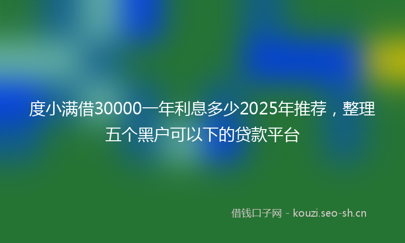 度小满借30000一年利息多少2025年推荐，整理五个黑户可以下的贷款平台