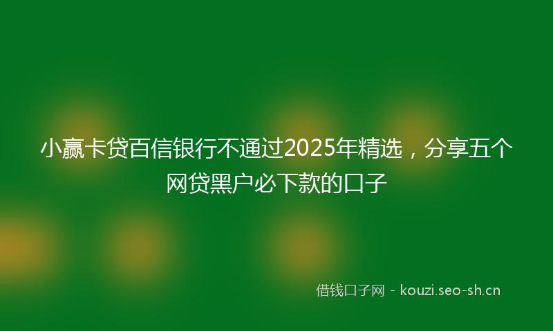 小赢卡贷百信银行不通过2025年精选，分享五个网贷黑户必下款的口子