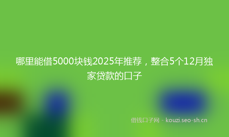 哪里能借5000块钱2025年推荐，整合5个12月独家贷款的口子