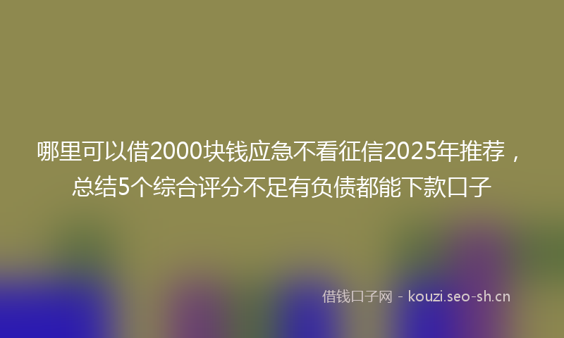 哪里可以借2000块钱应急不看征信2025年推荐，总结5个综合评分不足有负债都能下款口子