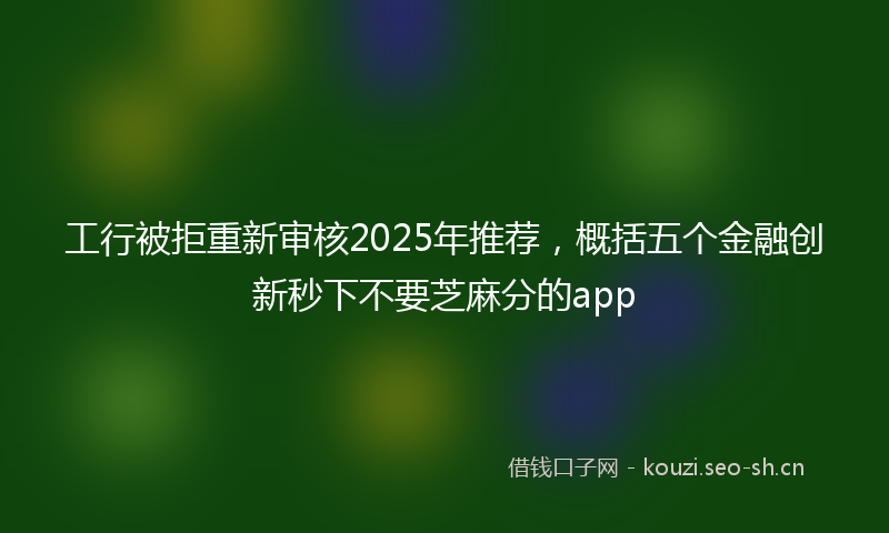 工行被拒重新审核2025年推荐，概括五个金融创新秒下不要芝麻分的app