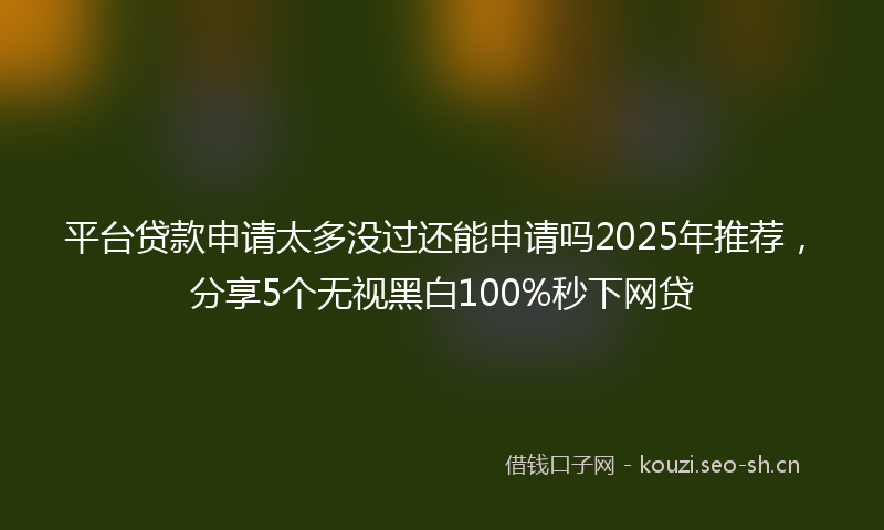 平台贷款申请太多没过还能申请吗2025年推荐，分享5个无视黑白100%秒下网贷