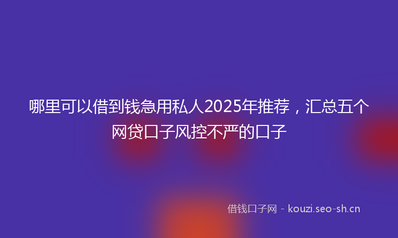 哪里可以借到钱急用私人2025年推荐,汇总五个网贷口子风控不严的口子