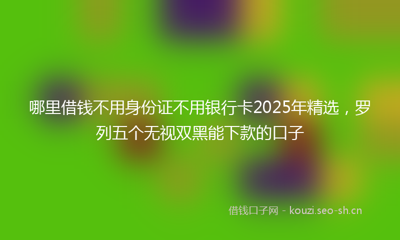哪里借钱不用身份证不用银行卡2025年精选，罗列五个无视双黑能下款的口子