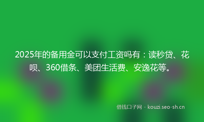 2025年的备用金可以支付工资吗有：读秒贷、花呗、360借条、美团生活费、安逸花等。