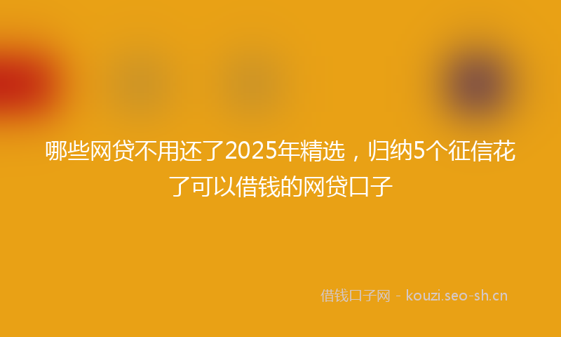 哪些网贷不用还了2025年精选，归纳5个征信花了可以借钱的网贷口子