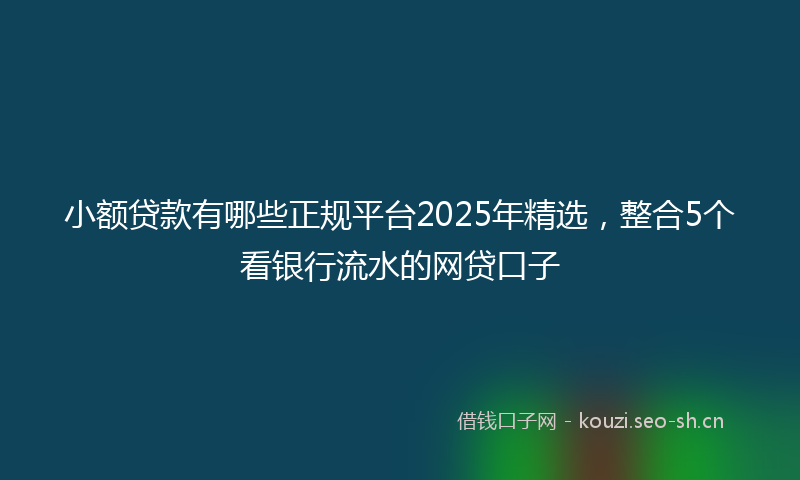 小额贷款有哪些正规平台2025年精选，整合5个看银行流水的网贷口子