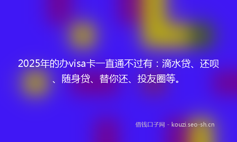 2025年的办visa卡一直通不过有：滴水贷、还呗、随身贷、替你还、投友圈等。