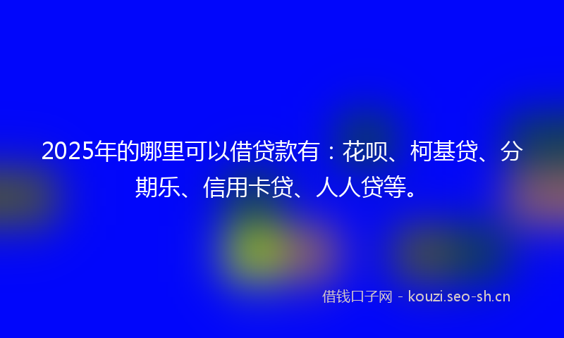 2025年的哪里可以借贷款有：花呗、柯基贷、分期乐、信用卡贷、人人贷等。