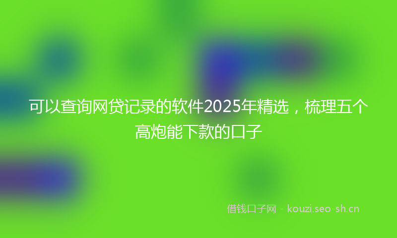 可以查询网贷记录的软件2025年精选，梳理五个高炮能下款的口子