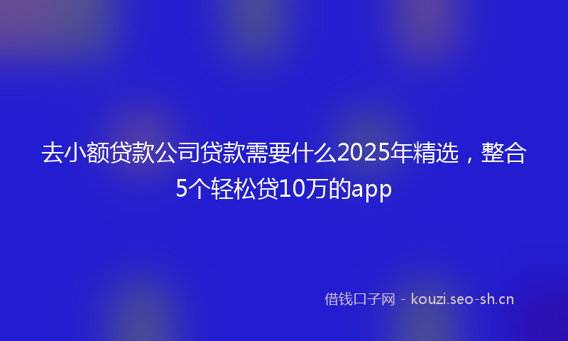去小额贷款公司贷款需要什么2025年精选，整合5个轻松贷10万的app