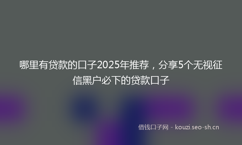哪里有贷款的口子2025年推荐，分享5个无视征信黑户必下的贷款口子