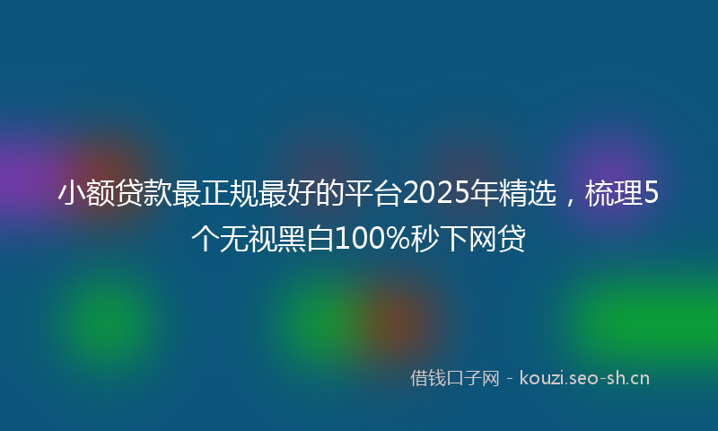 小额贷款最正规最好的平台2025年精选，梳理5个无视黑白100%秒下网贷