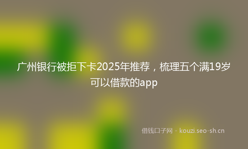广州银行被拒下卡2025年推荐，梳理五个满19岁可以借款的app