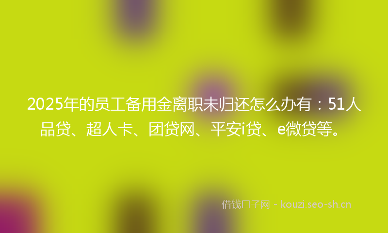 2025年的员工备用金离职未归还怎么办有:51人品贷、超人卡、团贷网、平安i贷、e微贷等。