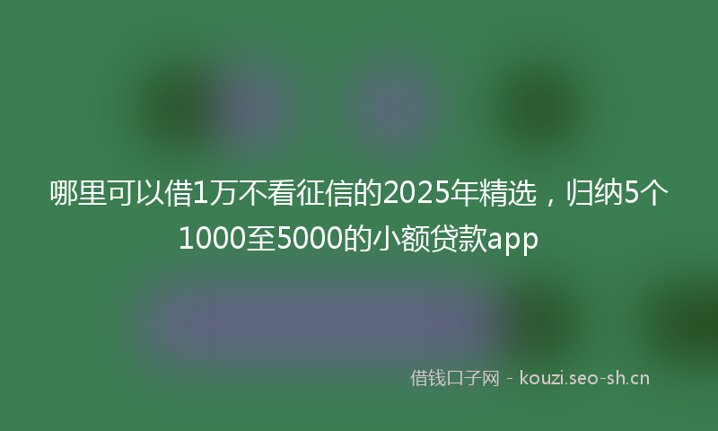 哪里可以借1万不看征信的2025年精选，归纳5个1000至5000的小额贷款app