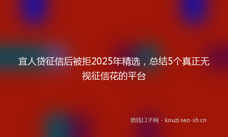 宜人贷征信后被拒2025年精选，总结5个真正无视征信花的平台